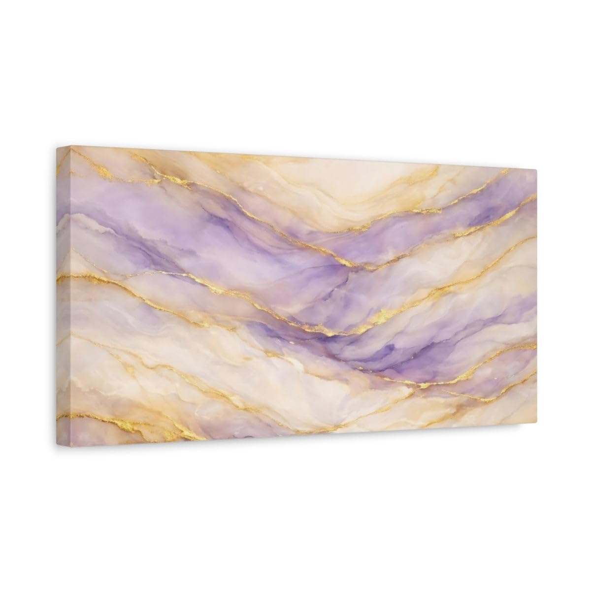 Toile abstraite marbre violet or 50x25cm décoration murale luxe châssis 3cm - 8