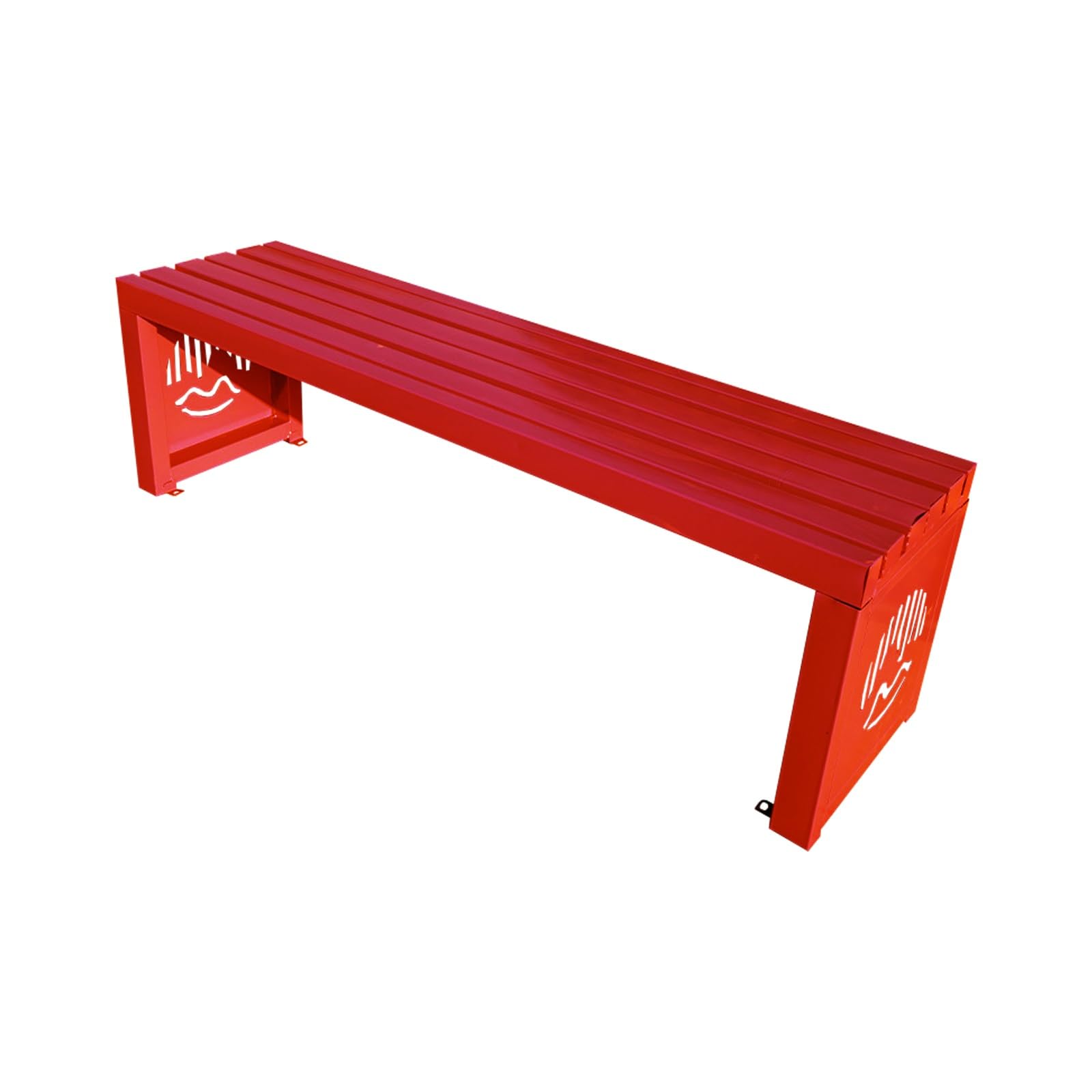 Banc de parc acier galvanisé 120x45x40cm banc public rouge extérieur