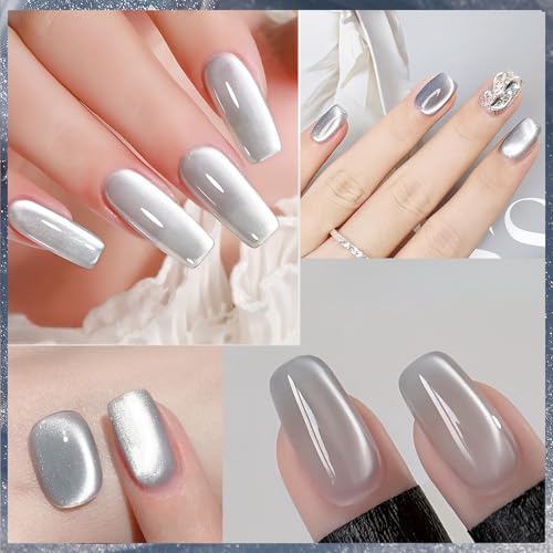 Esmalte de uñas cat eye gel plateado 0.26 Fl Oz miniatura 2