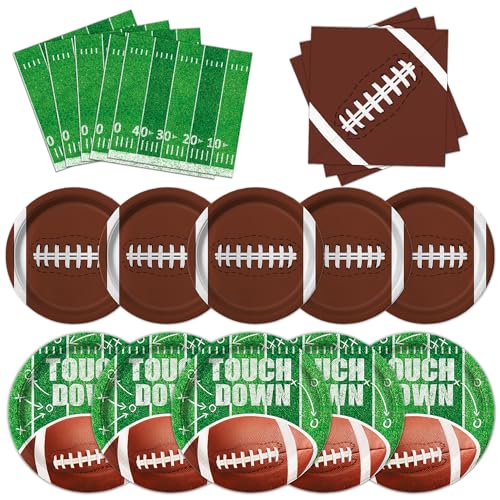 Football Party Supplies Set Serves 48 Football Plates and Napkins Includes 96 Football Paper Plates and 48 Napkins for Football Party Decorations Gameday Tailgate Decorations