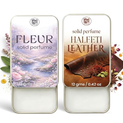 Image of Dr.Mashur Solid Perfume |Fleur&Halfeti leather Alcohol Free Wax Perfume Balm, Long Lasting | Pocket Tin 12g, Pack Of 2| Non Greasy Smooth Glide, Travel Friendly Unisex Gifts He Or Her