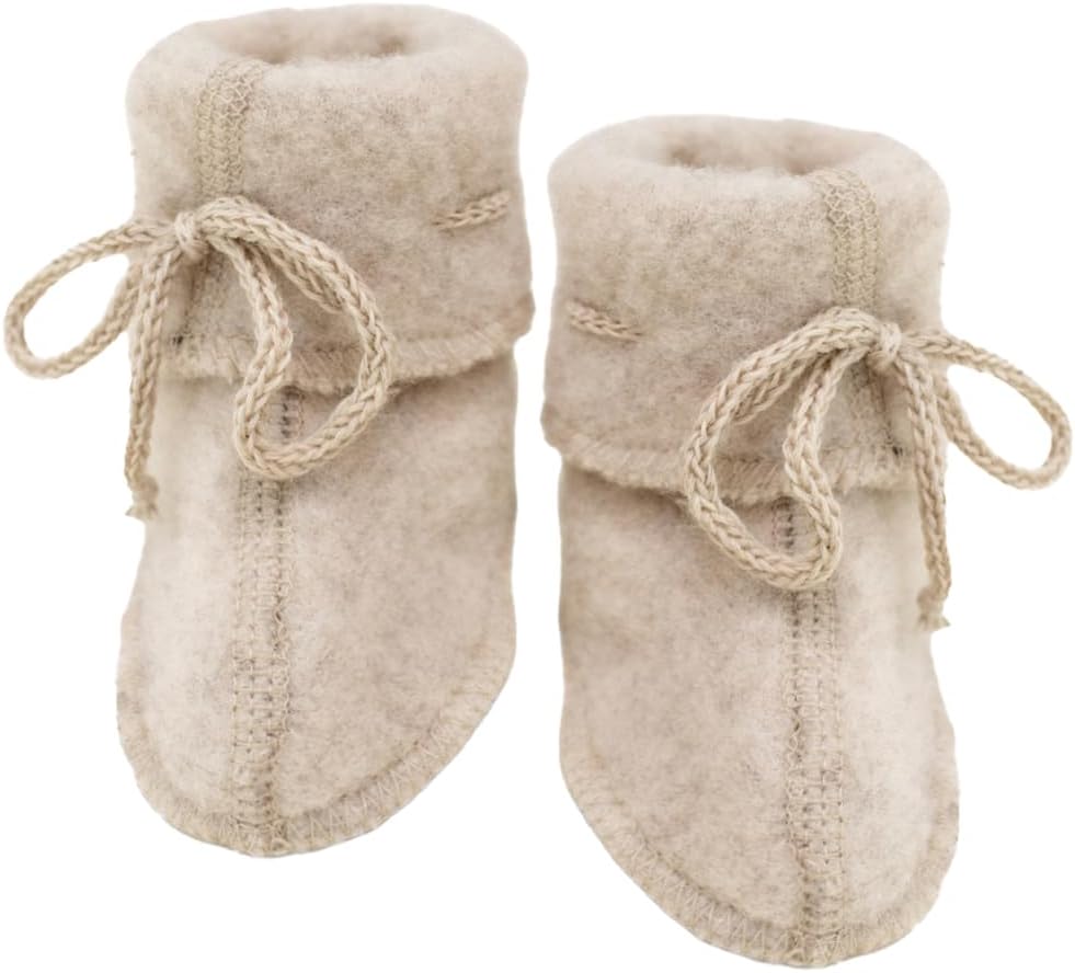 Ecoable Infant Baby Warm Booties Socks with Ties, Organic Merino Wool Fleece