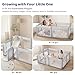 Sweeby Foldable Baby Playpen, 71x59 Playpens for Babies and Toddlers Large Play Yard with Door Baby Fence with Gate and Indoor & Outdoor Play Pen,LightGrey