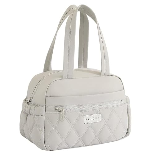 COOLOME Lunch Bag Women Lunch Box for Men Insulated Quilted Reusable Lightweight Cool Container with Two Front Pockets Side Pockets Zipper for Work Picnic or Travel