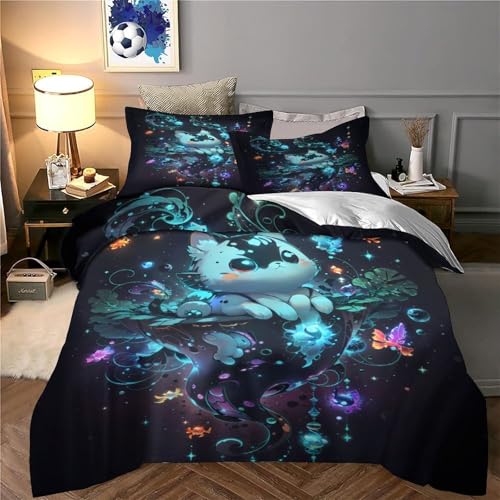 Housse de couette chat 3D rafraîchit une chambre terne en lit simple - 6