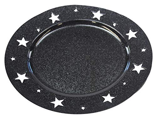 Platzteller Deko Ø 33 cm mit Sternen - SCHWARZ