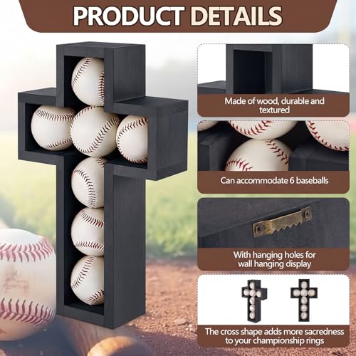 Image of Teenyyou Baseball Holder for 7 Balls, Black Wall Display Wall Mount