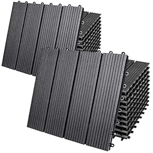 Casaria WPC tegels 30×30 cm Set van 22-2m² insteeksysteem afvoer Op maat te knippen Terras Balkon Tuin Antraciet