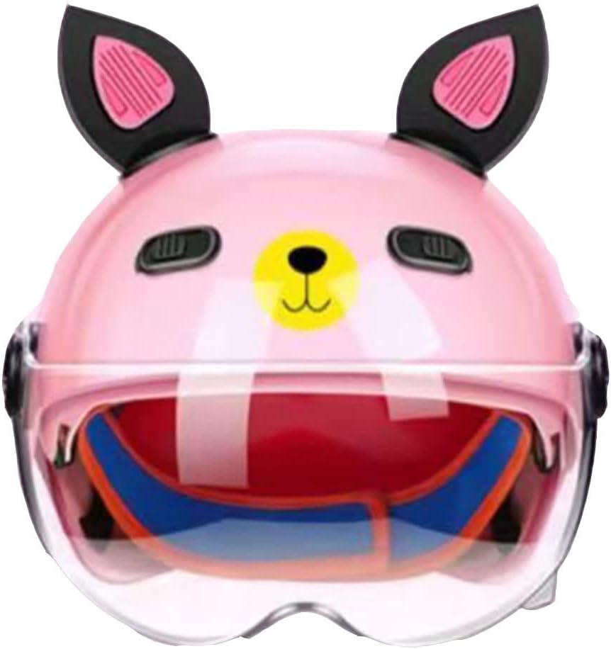 Kids Retro Motorcycle Helmet, Electric Open-Face 3/4 Half Helmet with Cat Ears for Youth Child, DOT Approved Vintage Scooter Moped Helmet ATV Street Helmet for 2-14 Years Old Boys Girls