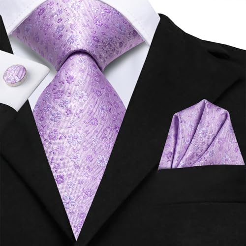 Image of Hi-Tie Mens 70inches Tie Set Extra Long Necktie for Men Cufflinks Handkerchief Big Tall Men Business Wedding