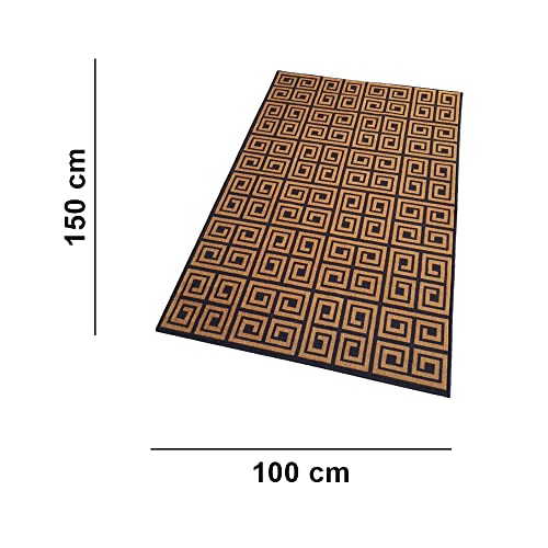 Image of Matz&More Anti Slip Carpet Rug for Living Room, Bedroom, Hall, 100 x 150 cm, Indoor Home Decor Floor Mat, Greek Gold Black