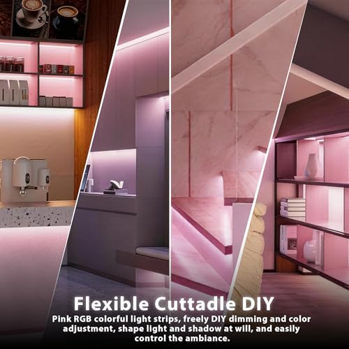 Tira LED flexible rosa de 10 pies con dimmer 24V miniatura 5