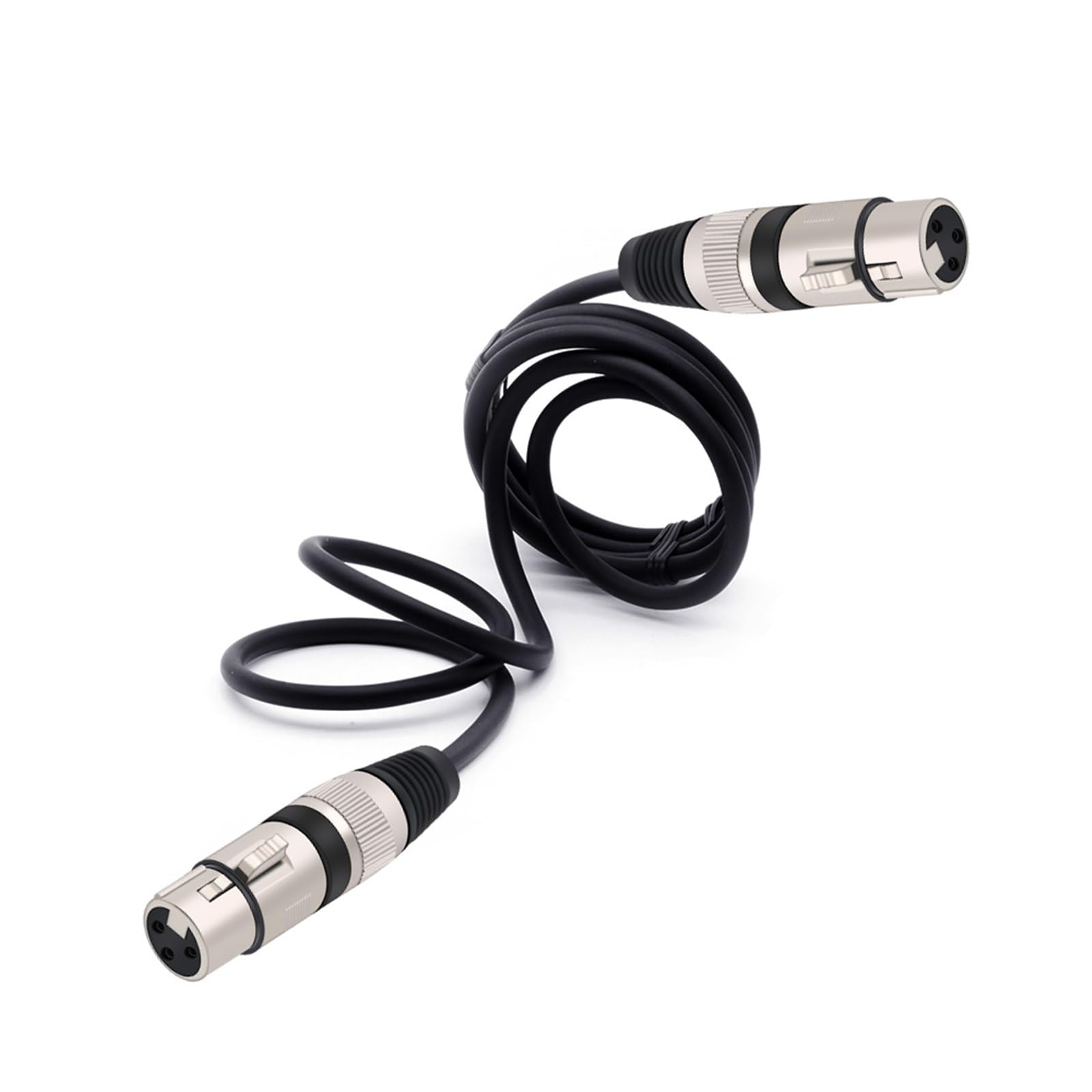 XLR Rdzeń przedłużający kabel XLR żeński na żeński F/F 3-pinowy pleciony wtyk miedziany OFC do miksera mikrofonowego 1m 2m 3m 5m pleciony 1 szt. (kolor: czarny, rozmiar: 5 m)