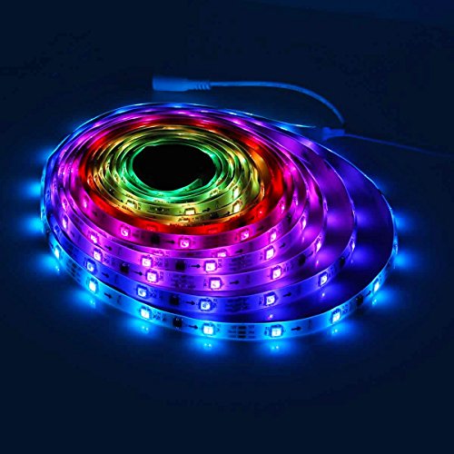 Multicolor Rainbow Chasing 5050 Rgb Led Strip Lights Kit, Geekeep Dream Color Addressable Led Lights, Waterproof Neonpixel Led Strip With Remote Controller For Indoor Outdoor Decoration 12V 16.4Ft #TOP5