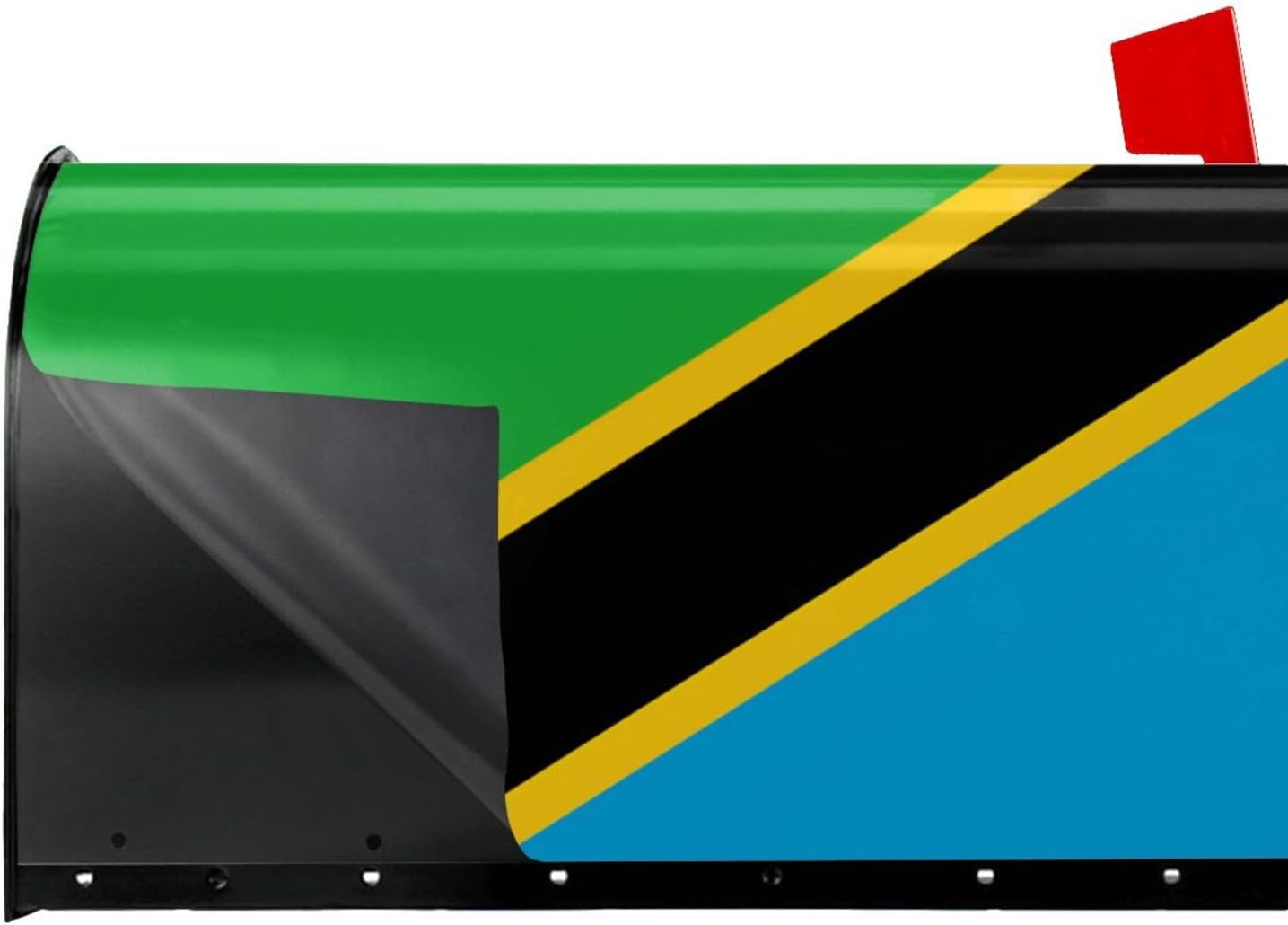 Tanzania Flag Print Magnetic Mailbox Cover - Decorative Seasonal Outdoor Mailbox Wrap Mailbox Accessory for Standard & Large US Mailboxes (21×18 in / 25.5×21in)