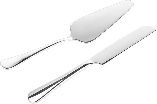 Juego de 2 cuchillos para tartas de boda, juego de corte de pastel de acero inoxidable, juego de cortador de tartas, cuchillo y servidor para boda,