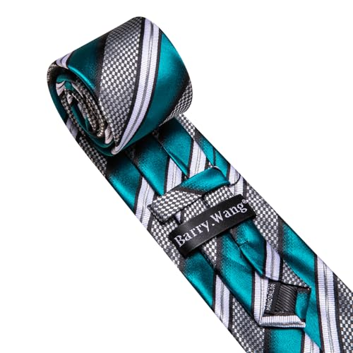 Image of Barry.Wang Mens Tie Set Plaid Check Neckties Formal Business Wedding Luxury Pocket Square Cufflinks