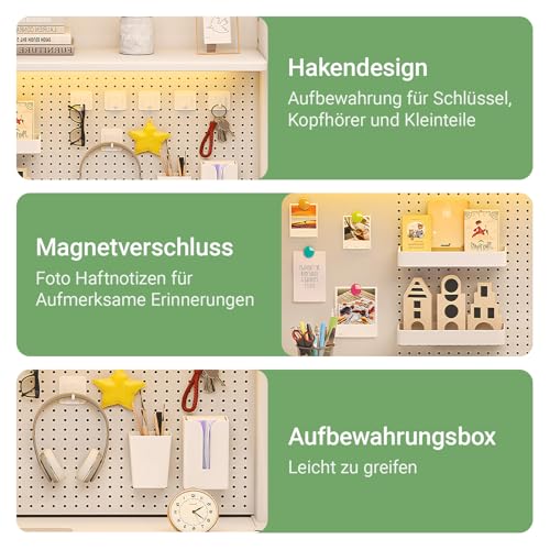 Yahbrra Bücherregal Klein Klemmbare Schreibtisch Aufsatzregal: für Wohnheim Hause 3 Tier Büro Computer Schreibtisch Zubehör Organizer Einstellbare Lagerregal (Weiß, 100x95cm)
