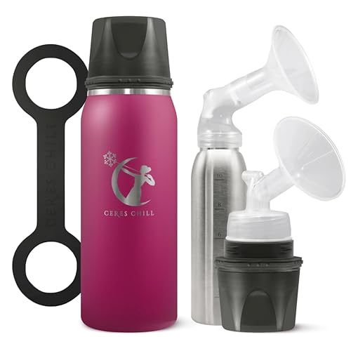 CERES CHILL - Enfriador de leche materna reutilizable, mantiene la leche a temperaturas seguras durante más de 20 horas, la botella se conecta con