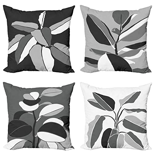 Ambesonne Floral Throw Pillow Cushion Case Pack of 4, Abstract