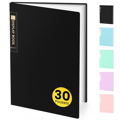 Sooez Binder with Plastic Sleeves 30-Pocket Displays 60 Pages 8.5x11 Presentation Folders with Clear Sheet Protectors Art Portfolio Binder for Certificate & Office Project Document Organizer