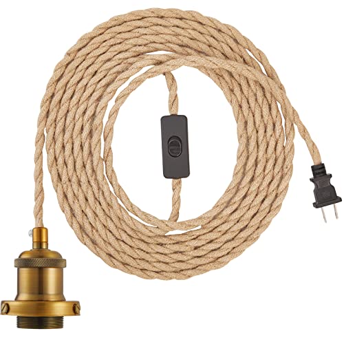 GNOLAK 15.4ft Pendant Light Cord Kit, Industrial Vintage Plug in E26 Socket Hanging Light with...