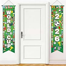 AhfuLife Soccer Tournament Hanging Porch Door Banner for Party Decorations 2026, World Soccer Themed Hanging Couplet for Porch Door Soccer Party, Sports Events, Bar, Street, Home Style 1