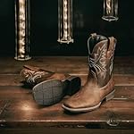 Lumeheel Cowboy Boots for Men - Western Men's Boots with Classic Embroidered, Slip on Square Toe Boots, Slip Resistant Country Boots Chunky Heel Ankle, Durable Short Boots for Spring Fall - Image 4