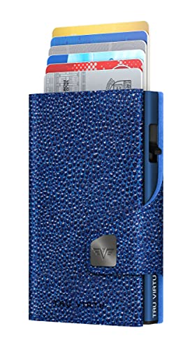 TRU VIRTU Wallet CLICK & SLIDE Leather (Sting Ray Blue/Titan)
