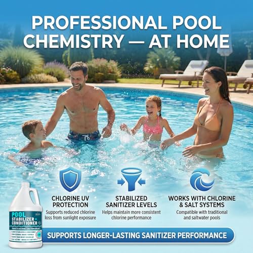 BubbyShine, Pool Stabilizer - Cyanuric Acid Pool Stabilizer, Liquid Chlorine Stabilizer for Pool Chemicals, Swimming Pool Conditioner Stabilizer, for Salt Pool & Chlorine, 1 Gallon by BubbyShine - Image 7