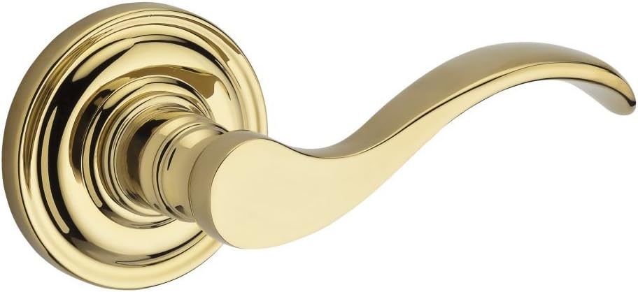 Baldwin Reserve 9BR3530-002 Traditional Curve Right-Handed Privacy Lever in Polished Brass