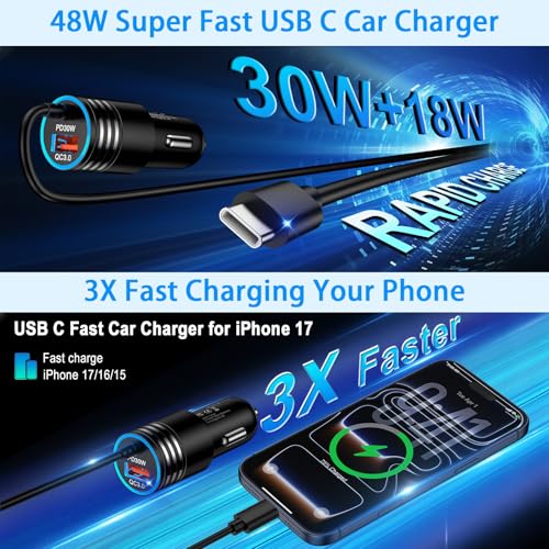 Cargador USB C Android de 48W de carga rápida para Samsung S25 FE y modelos Galaxy con cable 2