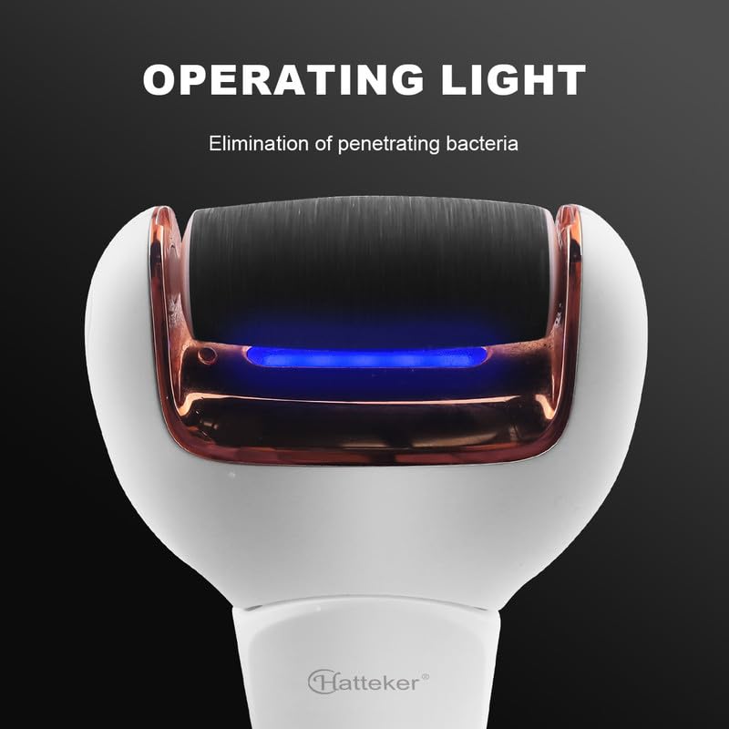 HATTEKER HT-528 Electric Callus Remover for Feet, Rechargeable Callus Remover Pedicure Tools 3 Roller Head & 2 Speed, Digital Display, Foot Care Pedicure Kit for Foot Dead Skin and Calluses, 240 mins 8