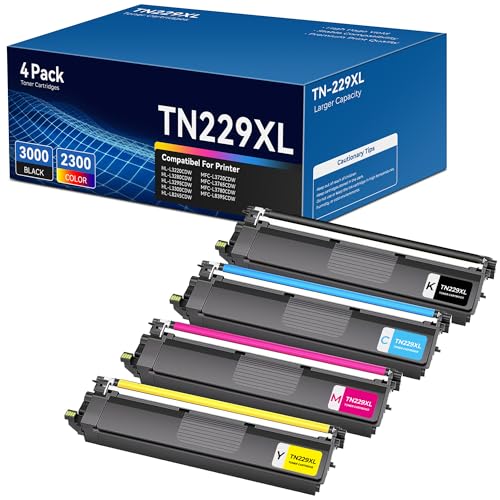 TN229XL TN229 MFC-L3780CDW Toner Cartridges Compatible For Brother MFC-L3780CDW MFC-L3720CDW HL-L8245CDW HL-L3280CDW HL-L3220CDW HL-L3300CDW HL-L3295CDW MFC-L3765CDW MFC-L8395CDW Printer (4Pack, BCMY) by haikyuu - Used condition - US$21.09