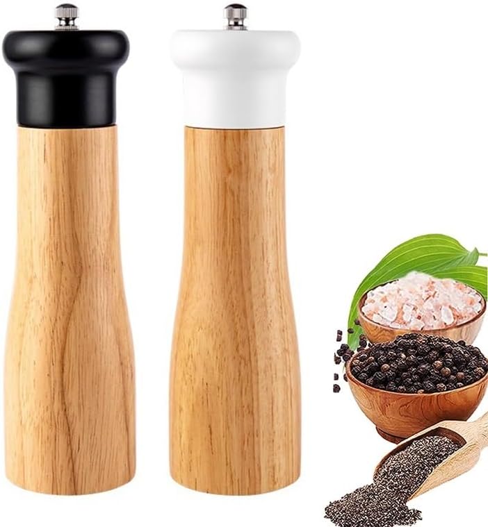 Spice Grinder Manual Pepper Grinder Wooden Salt and Pepper Mill Multipurpose Crusher Household Kitchen Tool Grinder Salt and Pepper Shakers Grinding (Color : Salt and Pepper Mill) (Salt an