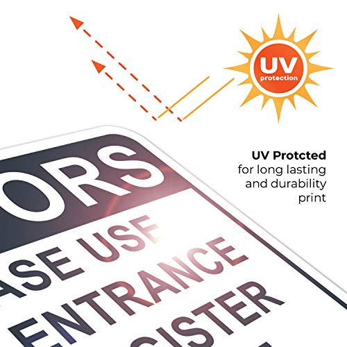Visitors Please Use Main Entrance Register At Office Sign, 10X7 Inches, 4 Mil Vinyl Decal Stickers Weather Resistant Uv Protected, Made In Usa By Sigo Signs #TOP5