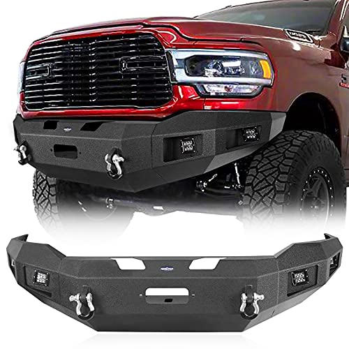 Hooke Road Ram 2500 Steel Bumper Full Width Front Bumper w Winch Plate & 4 ×18W LED Lights for Ram 2500 2019 2022 2022 2022
