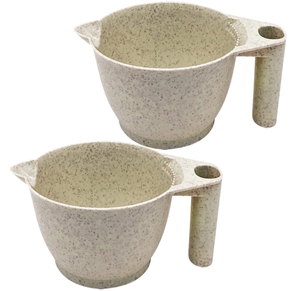 Beaupretty Hair Dye Bowl 2 Pieces Salon Color Bowls with Handle Hair Dye Mixing Bowl Portable Tint Bowl Color Mixing Bowls for Hair Salon(Beige) Brow Dye