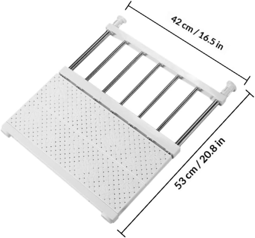 Garneck Adjustable Wardrobe Shelf Divider White 33-53cm Expandable Closet Storage Rack Organizer for Clothes and Shoe Cabinet
