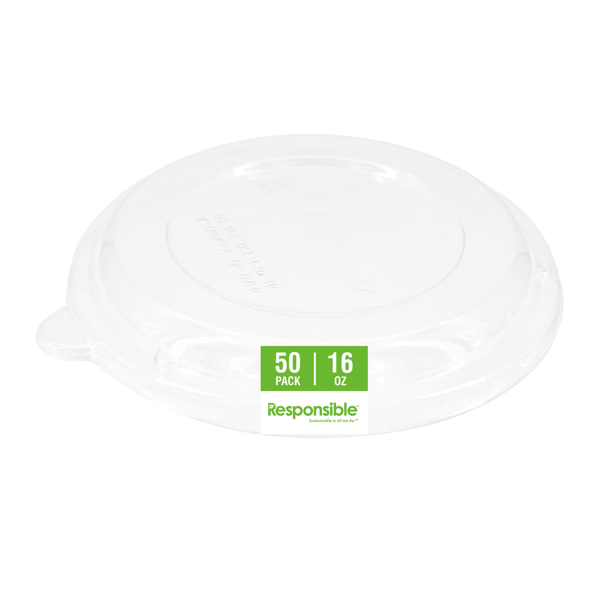 Responsible Products 16 oz Lids (50 Count) / Clear / Casual Bowls