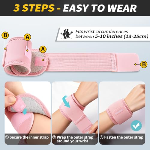 Image of CAMBIVO 2 Pack Wrist Brace for Carpal Tunnel with wraps, Pink | Wrist Support, Adjustable Wrist Wraps for Weightlifting, Tendonitis, Pain Relief, Sleeping, Night, Gym, Neoprene, Both Hands