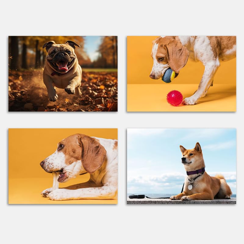 Doggy Delights Adorn Your Walls with Dog Poster Art (180 GSM) (Pack of 4) (Size A3)