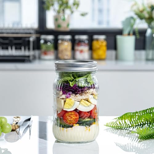 Image of 32 OZ Wide Mouth Mason Jars, 6 PACK Glass Mason Jars with airtight Lids | Quart mason jars wide mouth for Fermenting, Pickling, Freezing, Preserving, Meal Prep, Jar Decor