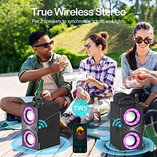 DINDIN-Bluetooth-Speakers-40WPeak-Wireless-Portable-Speaker-with-TWS-Subwoofer-and-Lights-75dB-Loud-Stereo-Sound-Rich-Bass-Bluetooth-50-and-Phone-Holder-For-Home-Party-Outdoor-CampingTravel