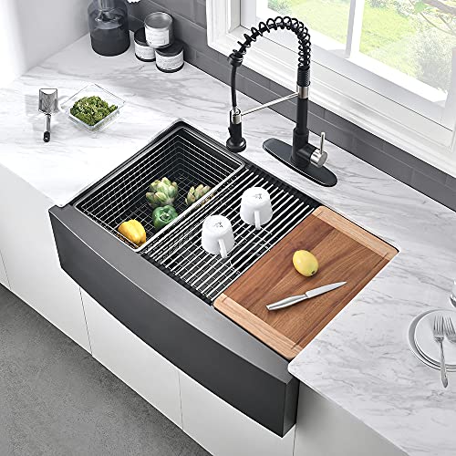 24-Black-Farmhouse-Sink-Workstation-VASOYO-24×22-Apron-Front-Farmhouse-Kitchen-Sink-Black-Stainless-Steel-Kitchen-Sink-Workstation-16-Gauge-Deep-Single-Bowl-Farm-Sink-Undermount-with-Cutting-Board 24 Black Farmhouse Sink Workstation VASOYO 24×22 Apron Front Farmhouse Kitchen Sink Black Stainless Steel Kitchen Sink Workstation 16 Gauge Deep Single Bowl Farm Sink Undermount with Cutting Board