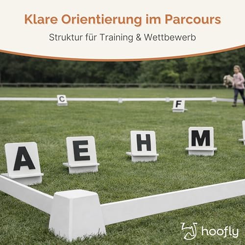 Hoofly Hobby Horse Zubehör Dressurset mit Buchstaben & Zahlen – Hochwertiges Hobby Horsing Turnierset aus Holz – Designed in Germany für Training & Wettbewerb