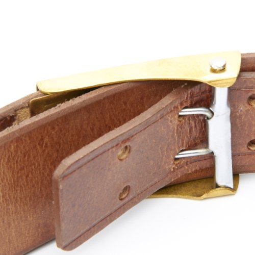 German WWI Brown Leather Belt with Brass Bavarian ‘In Treue Fest’ Buckle- Size 32-364