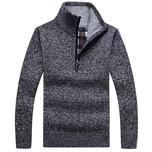 La mode masculine à Col en 1/4 Pull col Zippé à Manches Homme Coton Tricoté