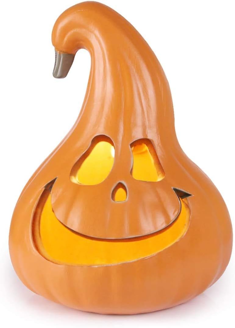 12" Halloween Pumpkin Lantern - Jack o Lanterns Light Up Pumpkin Decorations - Lighted Pumpkin with LED Bulb Indoor/Outdoor Pumpkin Decoration