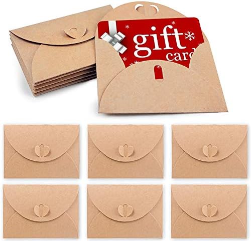 HANSGO Gift Card Envelopes, 100PCS 4 x 2.8 inch Cute Envelopes Small Gift Card Holders Mini Seed Envelopes with Heart Shaped Clasp